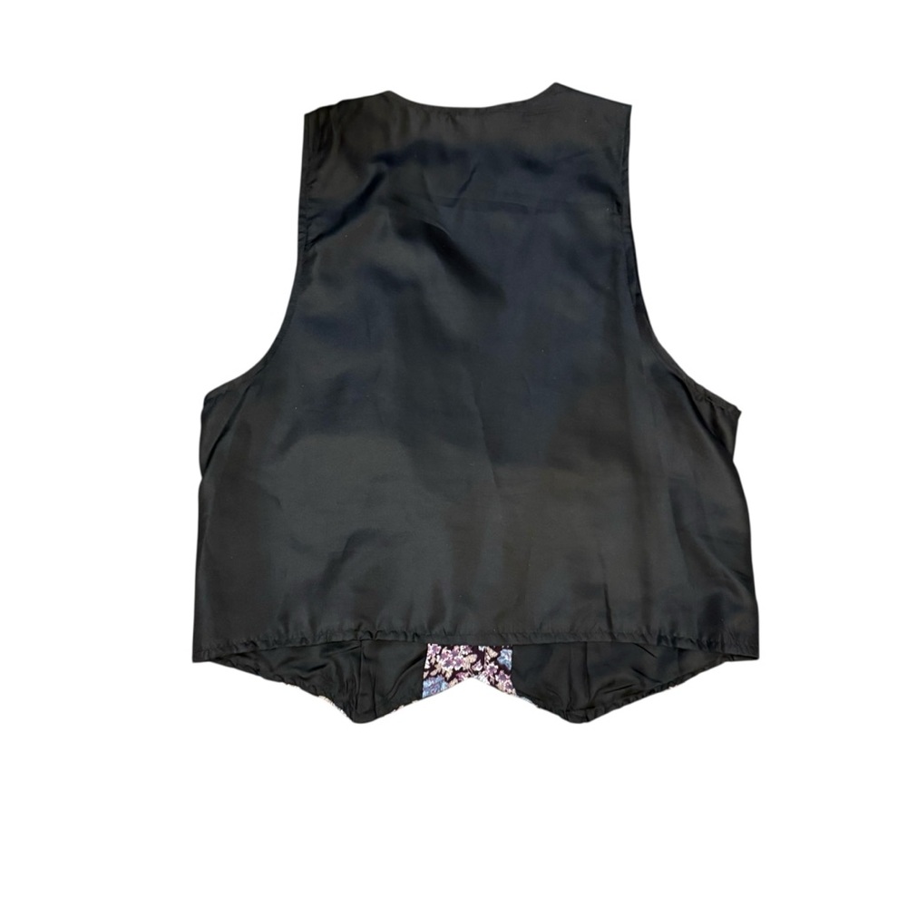 Vintage Floral Faux Brocade Patterned Vest - Picture 4 of 7